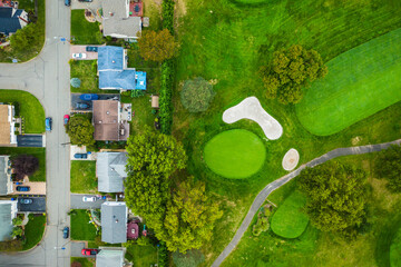 Wall Mural - Aerial Sunset Over Golf Course in Woodbridge New Jersey