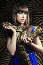 Beautiful Woman With A Snake