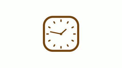 Orange dark square counting down clock icon on white background, New clock icon