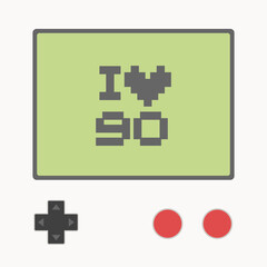 Poster - Design of retro screen with I love 90 message