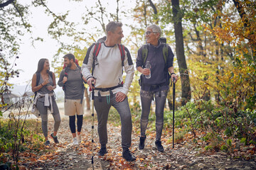 family hiking; quality family time concept