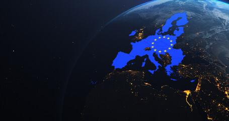 Wall Mural - planet earth from space european union map eu flag post brexit, 2020 political borders and counties,