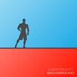 © volonoff - Abstract flat design concept with Muscular Man Silhouette Lifting Weightsillustration on background. Vector collection. Fitness icon