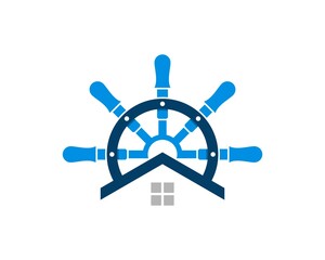 Sticker - Ship steering wheel with simple house