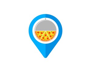 Sticker - Pin location with pizza and serving plate inside