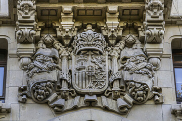 Architectural fragments of old buildings in Madrid. Spain.