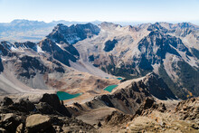 The Blue Lake Seen From The Summit Of Mount Sneffles In Colorado. 