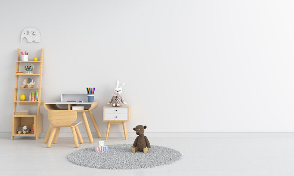 White child room interior for mockup, 3D rendering