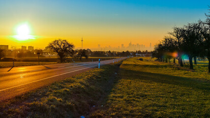 Wall Mural - sunset over downtown Frankfurt, germany