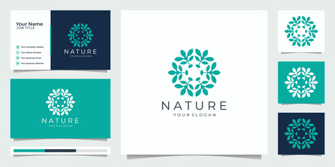 Wall Mural - flower logo design with line art style. logos can be used for spa, beauty salon, decoration, boutiqu