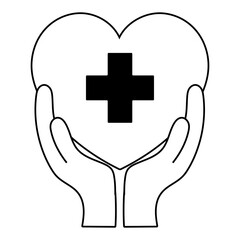 Canvas Print - hands with heart medical emblem isolated icon style