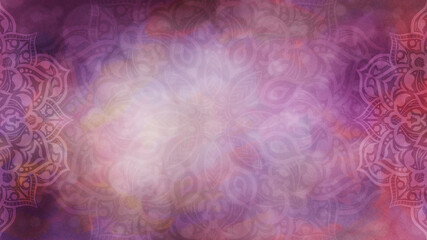 Wall Mural - Rich warm pink, purple and red organic watercolour background with mandalas