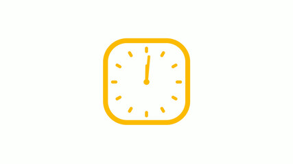 12 hours counting down square clock icon on white background,clock icon