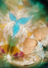 Colorful Stones And Net Inside Ancient Kaleidoscope