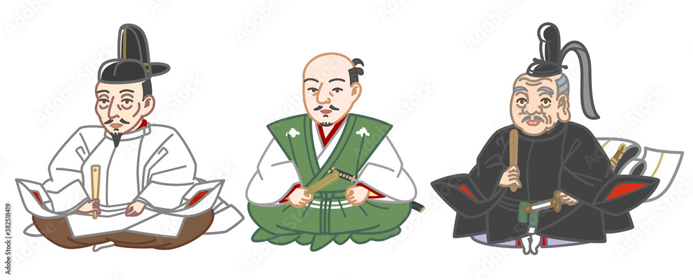 戦国三英傑 坐像セット 信長 秀吉 家康 の Stock イラスト | Adobe Stock