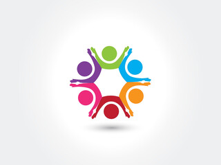 Wall Mural - Logo teamwork unity business people hands up vector image 