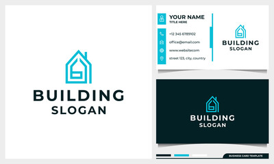 Wall Mural - building logo design with letter B initial concept and business card template