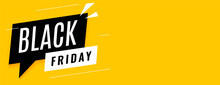 Black Friday Sale Yellow Banner With Text Space