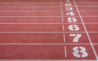 Numbers of track in sports runway.