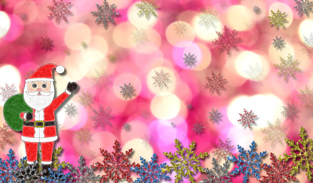 beautiful Christmas background with Santa Claus and snowflakes 