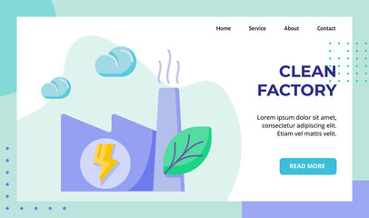 Wall Mural - Clean factory emit low pollution campaign for web website home homepage landing page template banner with flat style