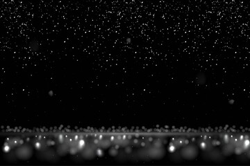 Wall Mural - White glitter abstract background. Shining sparkling particles of light. Modern bright backdrop vector illustration. Defocused glowing pattern with blurs. New year, merry xmas card, celebration night
