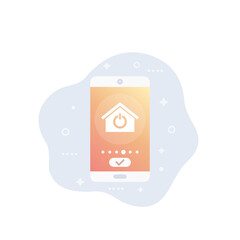 Wall Mural - Smart home app icon with smartphone