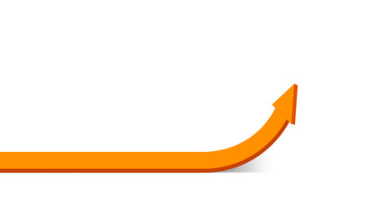 rising arrow orange isolated on white, copy space, business and finance concept, arrow orange pointing up symbol, direction arrow sign, progress growth and success concept