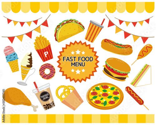 ファーストフードメニューのベクターイラスト ハンバーガー フライドポテト ホットドッグ Canvas Print Nisi ファーストフードメニューのベクターイラスト ハンバーガー フライドポテト ホットドッグ Canvas Print Nisi