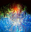 canvas print picture - Fiber optics network cable on technology background