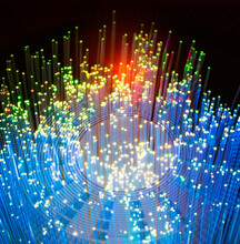 Fiber Optics Network Cable On Technology Background