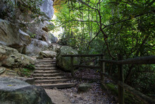 Winding Stone Staircase Path At Natural Bridge State Park In Kentucky. 