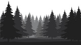 Fototapeta Na ścianę - Forest landscape with silhouettes of coniferous trees. Horizontal backgrounds of nature. Vector illustration

