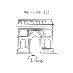 Wall Mural - one continuous line drawing of arc de triomphe. historical iconic place in paris, france. holiday va