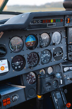 Aeroplane cockpit instruments close up