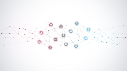 Vector illustration of connecting people and communication concept, social network.