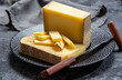 Cheese collection, French hard comte cheese made from cow milk in region Franche-Comte, France