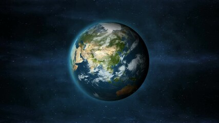earth zoom out from asia continent to see the earth from space texture map courtesy of nasa.