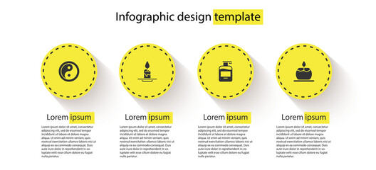 Poster - Set Yin Yang, Aroma candle, Bottle of liquid soap and . Business infographic template. Vector.