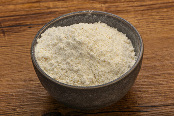 Wheat flour heap in the bowl