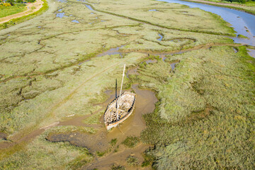 Leigh On Sea National Nature Reserve aerial view of Marshes in Essex  