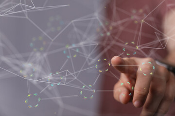 connection binary code interface digital touch