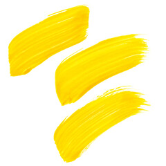 Poster - Set of bright yellow paint brush strokes