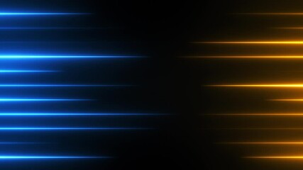 Canvas Print - abstract neon background with blue and golden lights. split screen texture for comparison concept. f