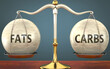 Metaphor of fats and carbs staying in balance - showed as a metal scale with weights and labels fats and carbs to symbolize balance and symmetry of fats and carbs in life or business, 3d illustration