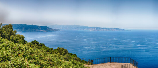 Canvas Print - Aerial view of the Strait of Messina, Italy