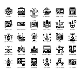 Wall Mural - Set of video game thin line and pixel perfect icons for any web and app project.