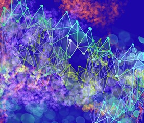 Wall Mural - Neural network design of lines and dots connecting intraneural worldwide gloabla technology background
abstract design AI intellegence science creative art