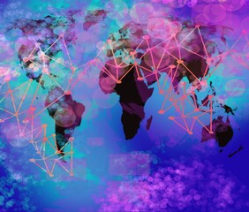 Wall Mural - Neural network design of lines and dots connecting intraneural worldwide gloabla technology background
abstract design AI intellegence science creative art