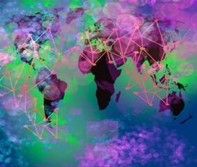 Wall Mural - Neural network design of lines and dots connecting intraneural worldwide gloabla technology background
abstract design AI intellegence science creative art